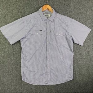 Poncho Men's Casual Plaid Shirt - purple and white